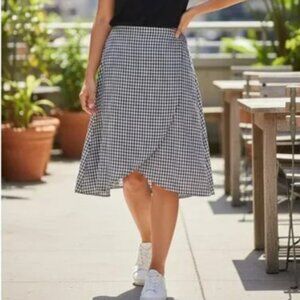 LOFT Black & White Gingham Check A Line Skirt Hi-Low Tulip Size 2 NWT